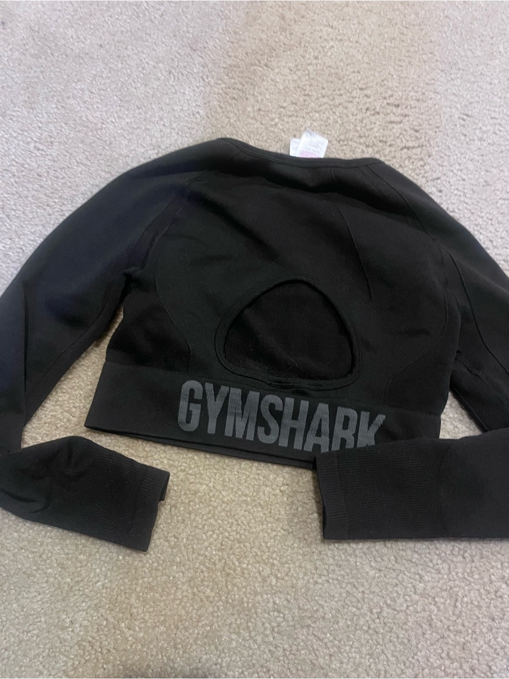 Gymshark Black Cropped Open-Back Sweatshirt women’s medium